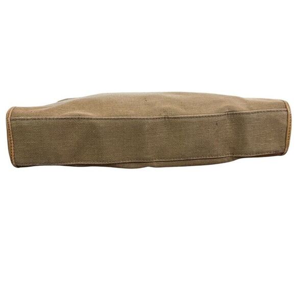 Fossil Vintage Wooden Handle Canvas Handbag Satchel Boho Purse Tan Brown Bag - Picture 12 of 14